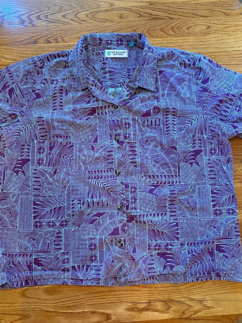 Tori Richard Purple and Light Blue Geometric Tropical Shirt UNISEX
